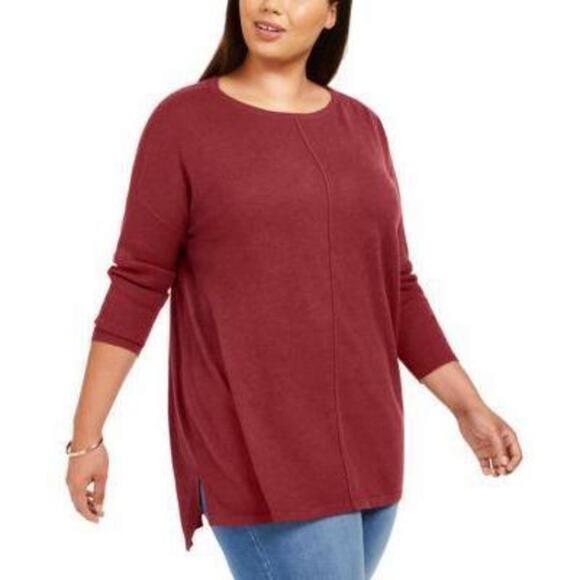 Style & Co Plus Size Seam-Front Tunic Sweater Cherry Pie 1X - Picture 1 of 1